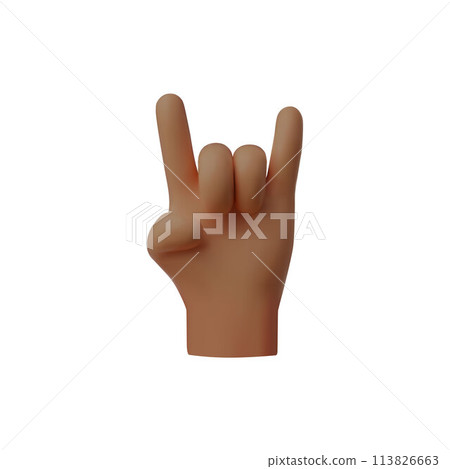 Rock on hand gesture 3D vector icon illustration 113826663