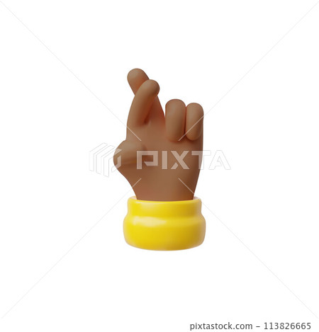 Crossed fingers for luck 3D vector illustration icon 113826665