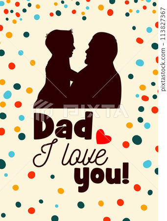 Happy Father's Day card. Holiday cards. hand drawing. Not AI, Vector illustration 113827367