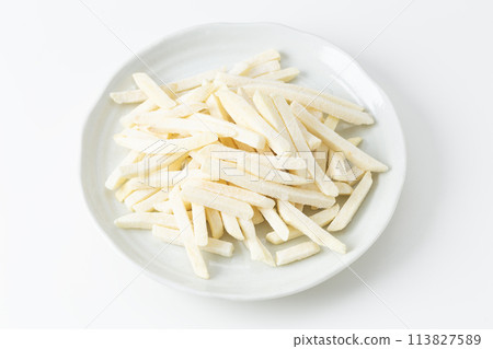 Frozen French fries on a white background 113827589