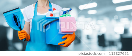 Concept of providing cleaning services for offices. 113827631