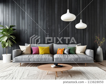 Modern Living Room With Couch and Table Modern Living Room With Couch and Table 113828050