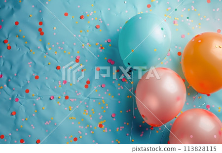 Group of Balloons on Blue Surface Group of Balloons on Blue Surface 113828115