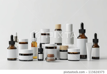 Group of Bottles Filled With Different Types of Beverages 113828373