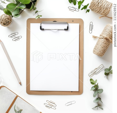 Clipboard With Clip and Pen 113828912