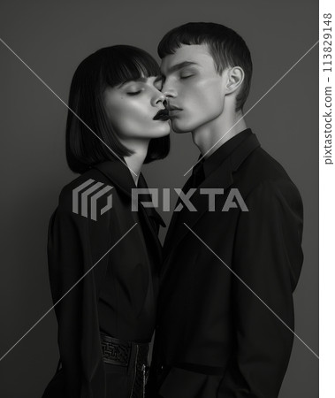 Man and Woman Kissing Each Other 113829148