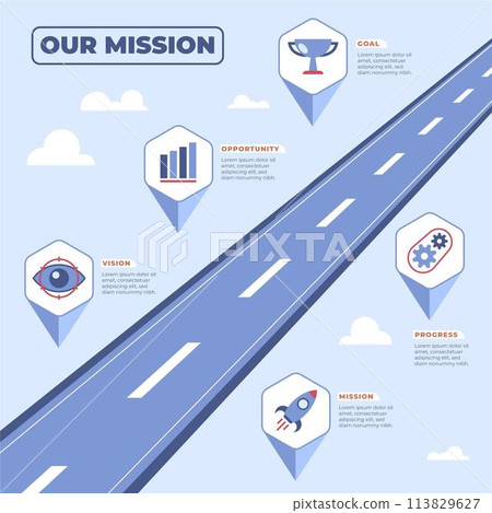 Hand drawn flat our mission infographic Hand drawn flat our mission infographic 113829627