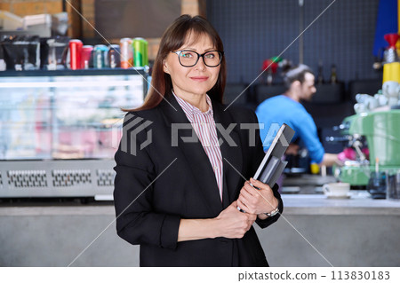 Portrait of business woman, accountant, lawyer, coffee shop cafeteria restaurant owner 113830183