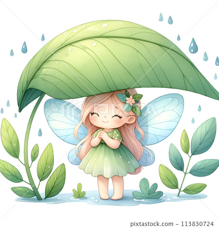 Fairy sheltering from the rain 113830724