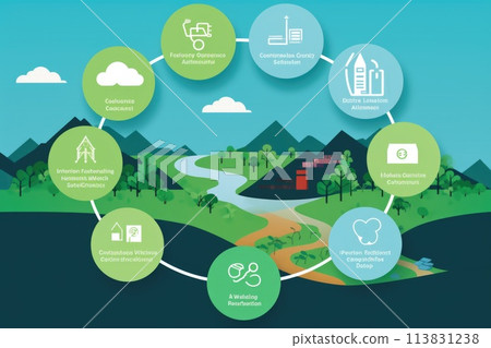 Colorful Childrens Book Illustration, Kids Reading and Learning in Classroom, Back to School Theme 113831238