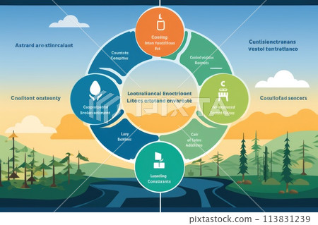 Colorful Childrens Book Illustration, Kids Reading and Learning in Classroom, Back to School Theme 113831239