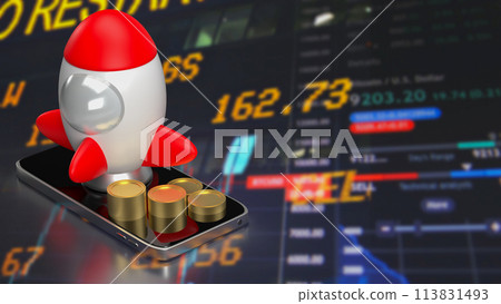 The rocket for start up Business or sci education concept 3d rendering. 113831493