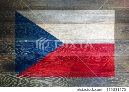Czech republic flag on rustic old wood surface background Czech republic flag on rustic old wood surface background 113831570