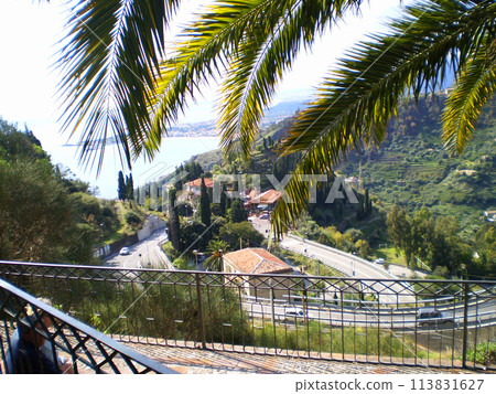 Beautiful nature of Sicily. Taormina is a beautiful nature. Vibrant nature of the island of Sicily in Italy. Beautiful sea view. Beautiful nature of Sicily. Taormina is a beautiful nature. Vibrant nature of the island of Sicily in Italy. Beautiful sea view. 113831627