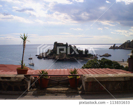 Beautiful nature of Sicily. Taormina is a beautiful nature. Vibrant nature of the island of Sicily in Italy. Beautiful sea view. Beautiful nature of Sicily. Taormina is a beautiful nature. Vibrant nature of the island of Sicily in Italy. Beautiful sea view. 113831633