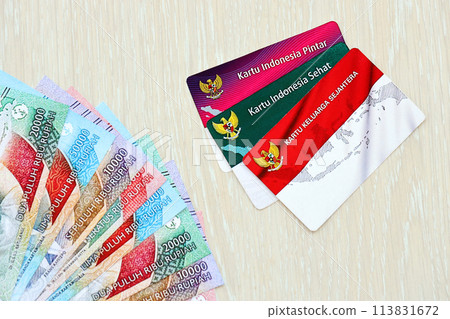 Indonesian prosperous family card, smart indonesia card and healthy card. KIS, KIP and KKS cards for financial support for citizens or residents Indonesian prosperous family card, smart indonesia card and healthy card. KIS, KIP and KKS cards for financial support for citizens or residents 113831672