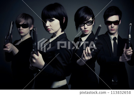 anonymous group of secret agents. Neural network AI generated art 113832658
