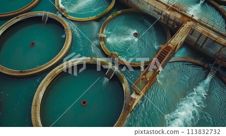 A series of water tanks are shown in a blue color 113832732