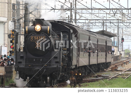 Chichibu Railway SL Paleo Express (special service of old passenger cars) running through Chichibu city 113833235