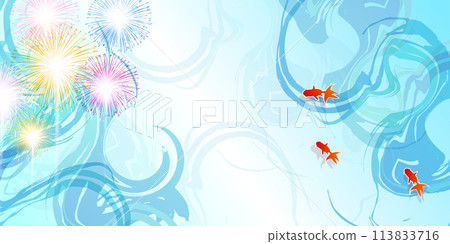 金魚夏季煙火日本圖案背景 113833716
