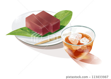 大麥茶和水羊羹的插圖 大麥茶和水羊羹的插圖 113833987