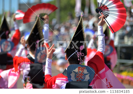 Tokushima City Awa Odori: A famous group of fan dancers at the spring festival "Hanaharu Festa" Tokushima City Awa Odori: A famous group of fan dancers at the spring festival "Hanaharu Festa" 113834185