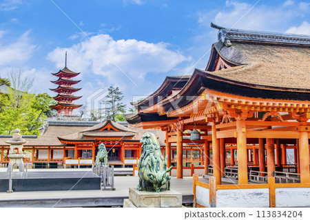 Hiroshima Itsukushima Shrine - Main Shrine Purification Hall, Guest Shrine Purification Hall, and Five-story Pagoda 113834204