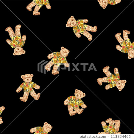 Cute bear pattern wearing an aloha shirt, 113834465