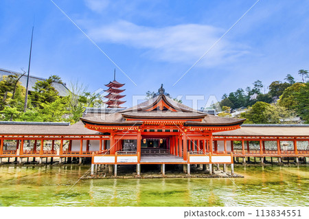 廣島 嚴島神社 客神淨化殿與五層寶塔 廣島 嚴島神社 客神淨化殿與五層寶塔 113834551
