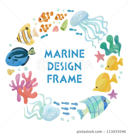 Cute fish vector frame 113835046