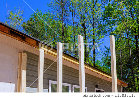 Support beams for wooden framing timber framing with unfinished interior 113835113