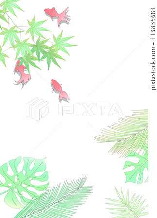 Goldfish, summer greetings, Japanese pattern, summer, background 113835681