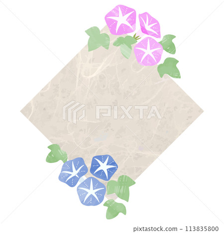Diamond-shaped Japanese paper and morning glory frame material Diamond-shaped Japanese paper and morning glory frame material 113835800