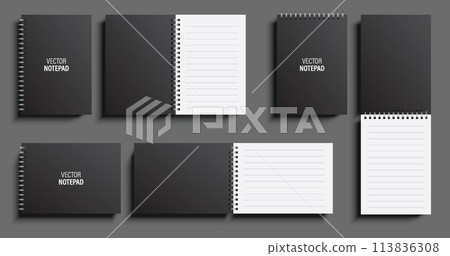 Collection of vector notepads in vertical and horizontal layouts 113836308