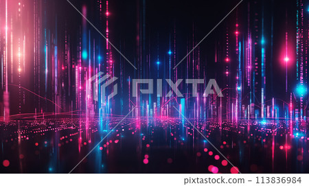 數值資料與投資的 3D 圖形背景影像 股票資料圖的 3D 影像 113836984