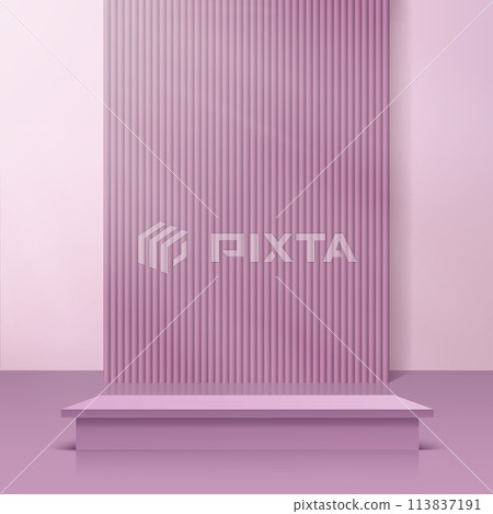 3d purple podium and minimal purple wall scene Vector 113837191