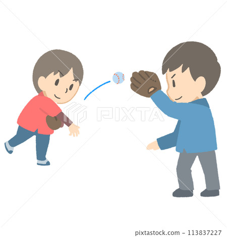 Parent and child to catch a ball 113837227