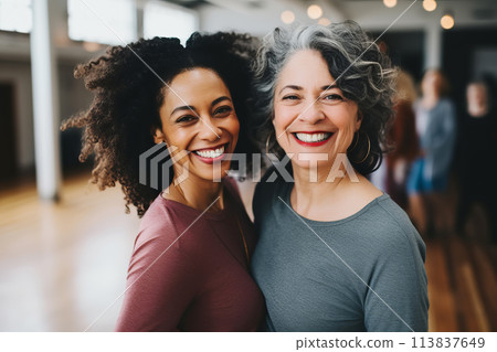 Attractive mature couple dancing at dance class 113837649