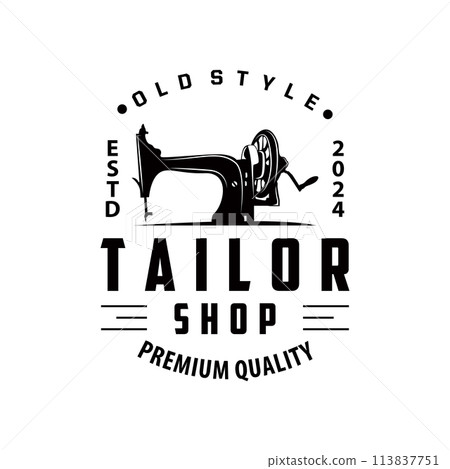 Tailor Logo, Needle and Thread Vector, Retro Vintage Simple Minimalist Old Inspiration Design 113837751