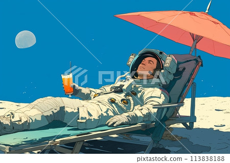 astronaut sunbathing 113838188