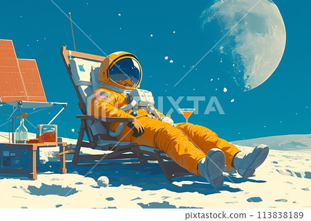 astronaut sunbathing 113838189