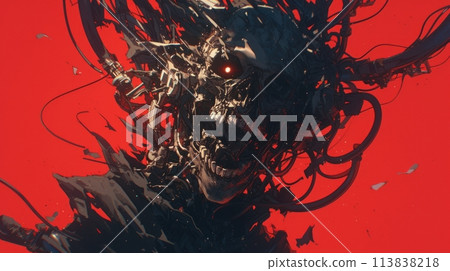 cyborg. robot with man cyborg. robot with man 113838218