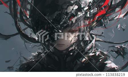 cyborg. robot with man cyborg. robot with man 113838219