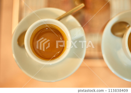 Close up espresso in ceramic Close up espresso in ceramic 113838409