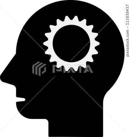 代表人類頭部和大腦的齒輪圖標 代表人類頭部和大腦的齒輪圖標 113838437