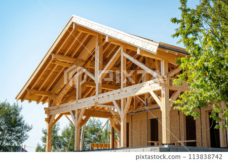 Frame of a Wooden House, Generative AI Frame of a Wooden House, Generative AI 113838742