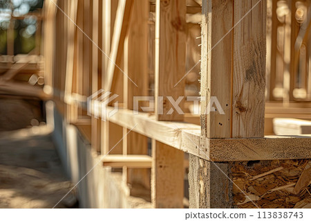 Frame of a Wooden House, Generative AI Frame of a Wooden House, Generative AI 113838743