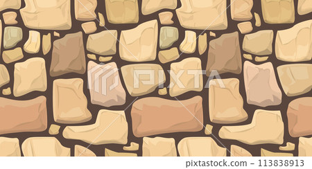 Vector illustration in cartoon style of textured stone wall. 113838913
