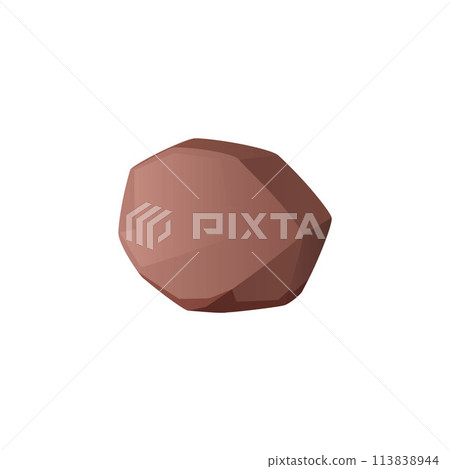 Stone brick, cobblestone vector icon, brown rock stone of clay block, one boulder road material, paving cobblestone Stone brick, cobblestone vector icon, brown rock stone of clay block, one boulder road material, paving cobblestone 113838944