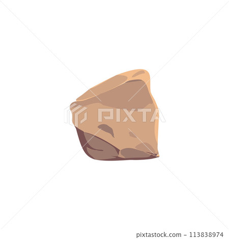 Stone brick, rock flat vector, brown textured surface road or floor material, cobblestone for pavement, sand tile, sett 113838974